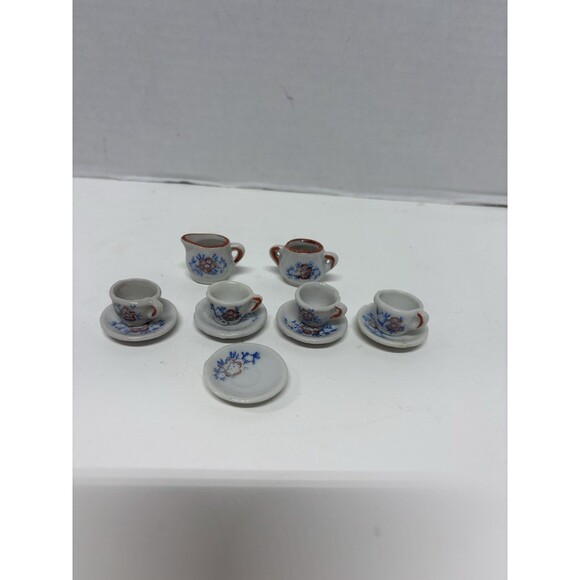 11 Piece Miniature Tea Set Pieces Porcelain - Picture 1 of 5